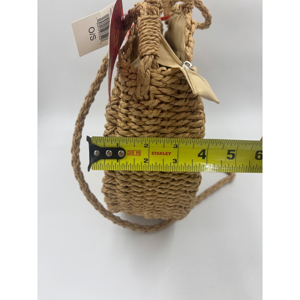 NWT Carlos by Carlos Santana Round Straw Crossbody Bag Tan Woven Tassel‎ New - Picture 9 of 9